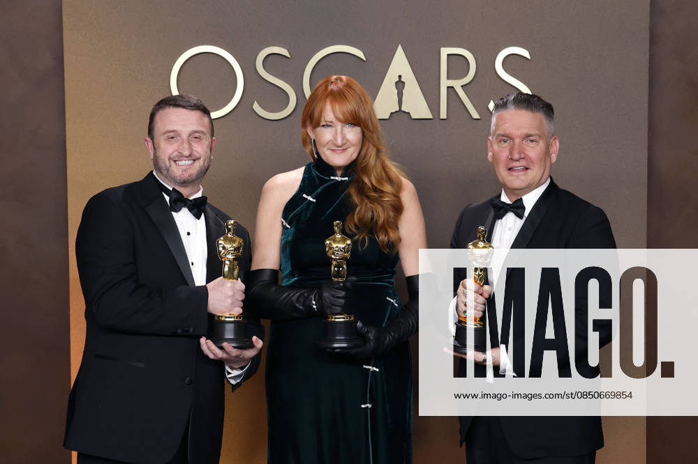 (L-R) Mike Hill, Cliona Furey, and Jordan Samuel in the press room of the 98th Annual Academy Awards on Sunday March 15, 2026 at the Dolby Theater in Hollywood, California. BURT HARRIS BNS PI Hollywood USA - ZUMAp124 20260315_zaa_p124_270