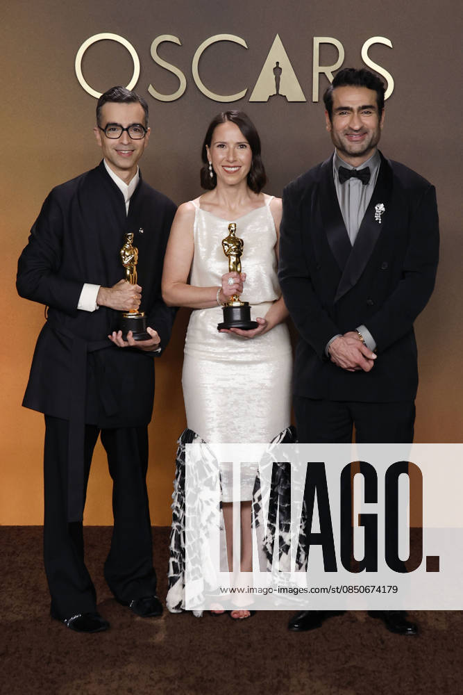 (L-R) Alexandre Singh, Kumail Nanjiani and Natalie Musteata in the press room of the 98th Annual Academy Awards on Sunday March 15, 2026 at the Dolby Theater in Hollywood, California. BURT HARRIS BNS PI Hollywood USA - ZUMAp124 20260315_zaa_p124_290