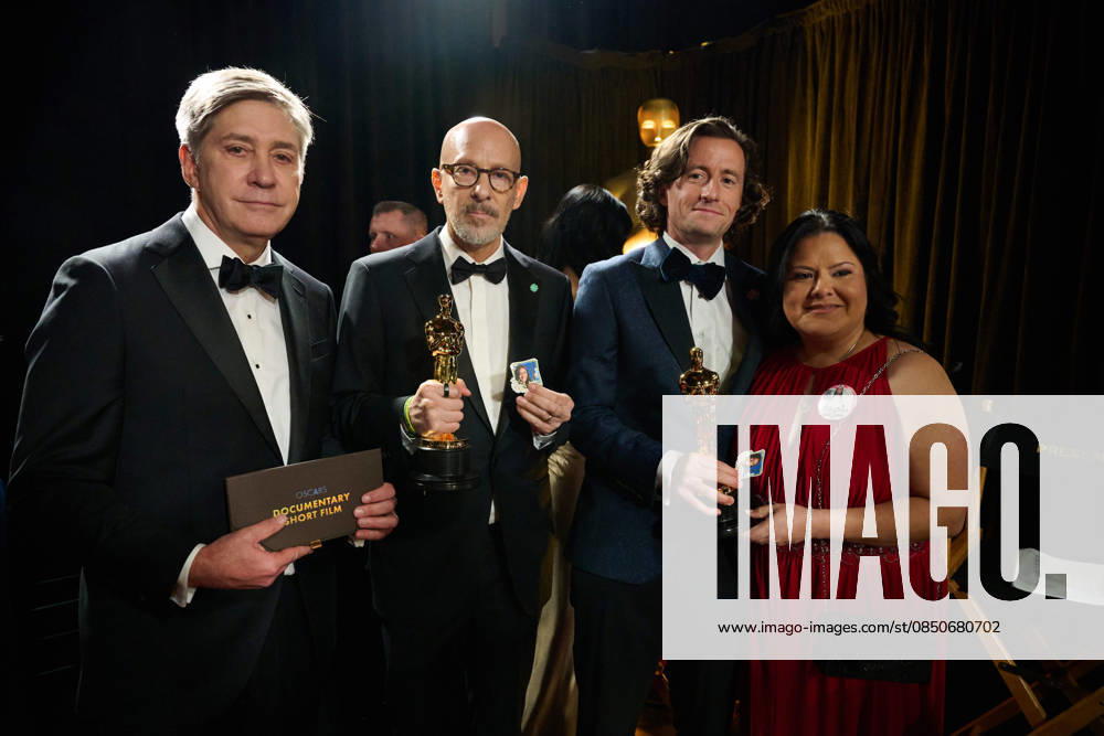 Steve Hartman, Joshua Seftel, Conall Jones and Gloria Cazare backstage with their Oscars® for Documentary Short Film during the 98th Oscars® at the Dolby® Theatre at Ovation Hollywood on Sunday, March 15, 2026. Los Angeles CA USA 350081227PLX
