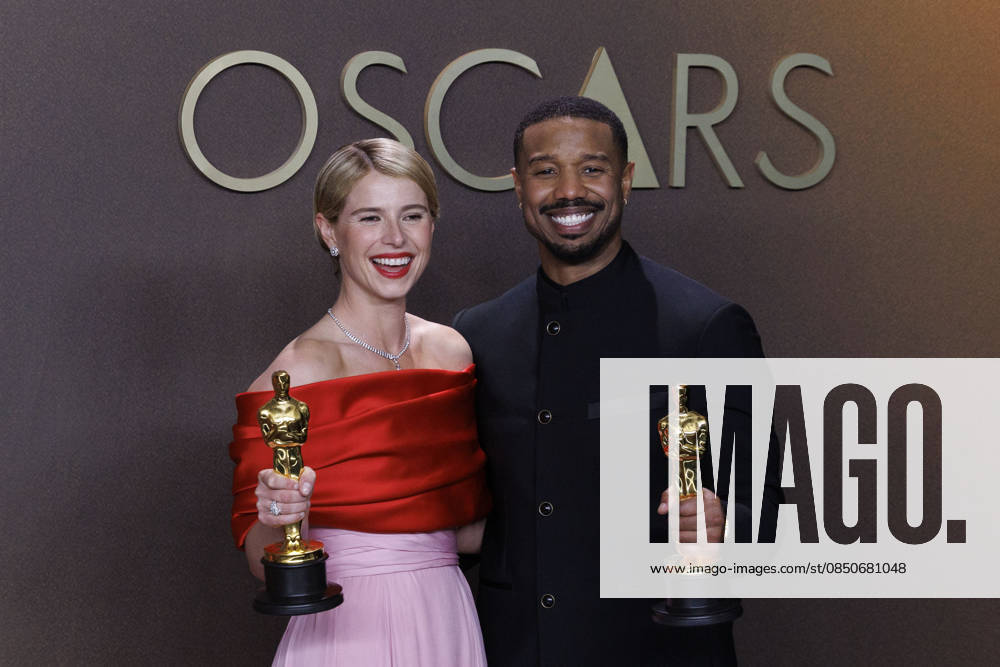 (L-R) Jessie Buckley and Michael B. Jordan in the press room of the 98th Annual Academy Awards on Sunday March 15, 2026 at the Dolby Theater in Hollywood, California. BURT HARRIS BNS PI Hollywood USA - ZUMAp124 20260315_zaa_p124_344