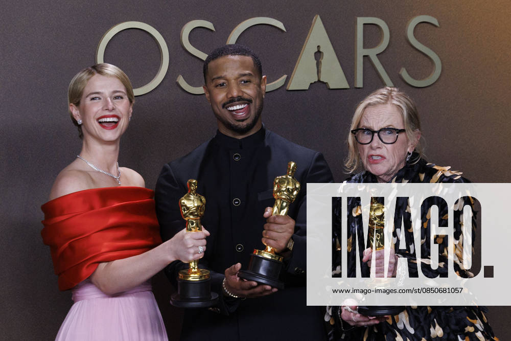 (L-R) Jessie Buckley, Michael B. Jordan and Amy Madigan in the press room of the 98th Annual Academy Awards on Sunday March 15, 2026 at the Dolby Theater in Hollywood, California. BURT HARRIS BNS PI Hollywood USA - ZUMAp124 20260315_zaa_p124_347