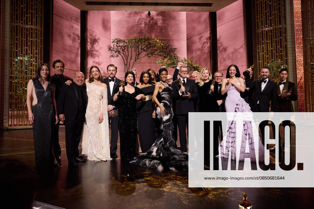 Paul Thomas Anderson, Sarah Murphy, Anthony Carlino, Will Weiske, Andy Jurgensen, Teyana Taylor, Michael Bauman, Cassandra Kulukundis, Regina Hall, Shayna McHale aka Junglepussy, Leonardo DiCaprio, Chase Infiniti and Benicio del Toro accept the OscarÂ® for Best Picture during the 98th OscarsÂ® at the DolbyÂ® Theatre at Ovation Hollywood on Sunday, March 15, 2026. Los Angeles CA USA 350081311PLX