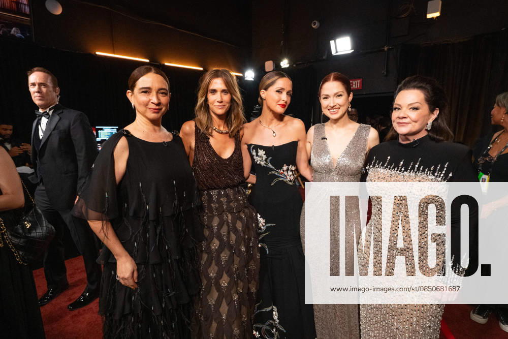 Maya Rudolph, Kristen Wiig, Rose Byrne, Ellie Kemper, and Melissa McCarthy backstage during the live 98th Oscars® at the Dolby Theatre at Ovation Hollywood in Los Angeles, CA, on Sunday, March 15, 2026. Los Angeles CA USA 350081328PLX