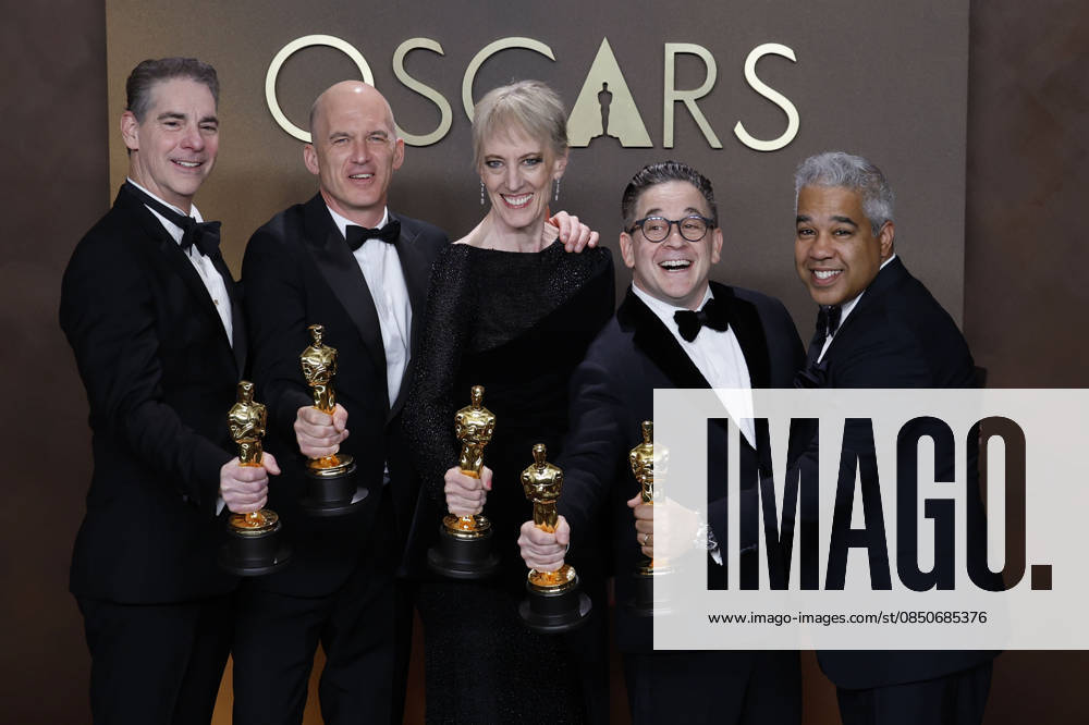 (L-R) Al Nelson, Gareth John, Gwendolyn Yates Whittle, Gary Rizzo and Juan Peralta in the press room of the 98th Annual Academy Awards on Sunday March 15, 2026 at the Dolby Theater in Hollywood, California. BURT HARRIS BNS PI Hollywood USA - ZUMAp124 20260315_zaa_p124_446