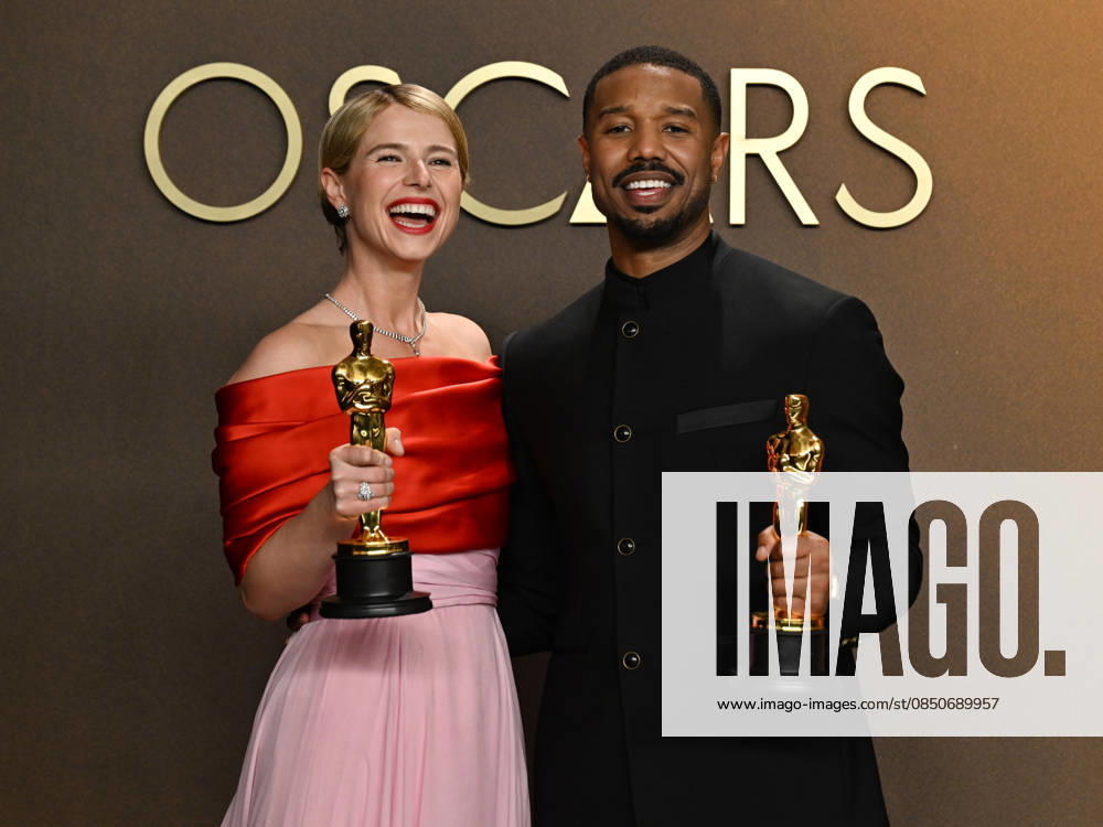Best actress Oscar for Hamnet JESSIE BUCKLEY, best Actor for his dual role as Smoke and Stack in the film Sinners MICHAEL B. JORDAN in the Press Room during the 98th Academy Awards at the Dolby Theatre in Hollywood. Hollywood USA - ZUMAb173 20260315_aap_b173_019
