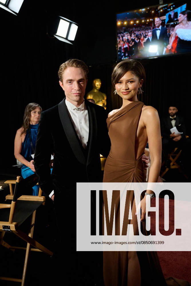 Actors ROBERT PATTINSON and ZENDAYA pose backstage during the live 98th Oscars at the Dolby Theatre at Ovation Hollywood in Los Angeles. Hollywood USA - ZUMAz03_ 20260315_zah_z03_092