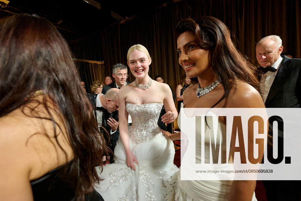 98th Oscars, Academy Awards Elle Fanning and Priyanka Chopra Jonas backstage during the live ABC Telecast of the 98th Oscars at Dolby Theatre at Ovation Hollywood on Sunday, March 15, 2026., Credit:Richard Harbaugh The Academy Avalon United States of America, CA, Hollywood, Dolby Theater