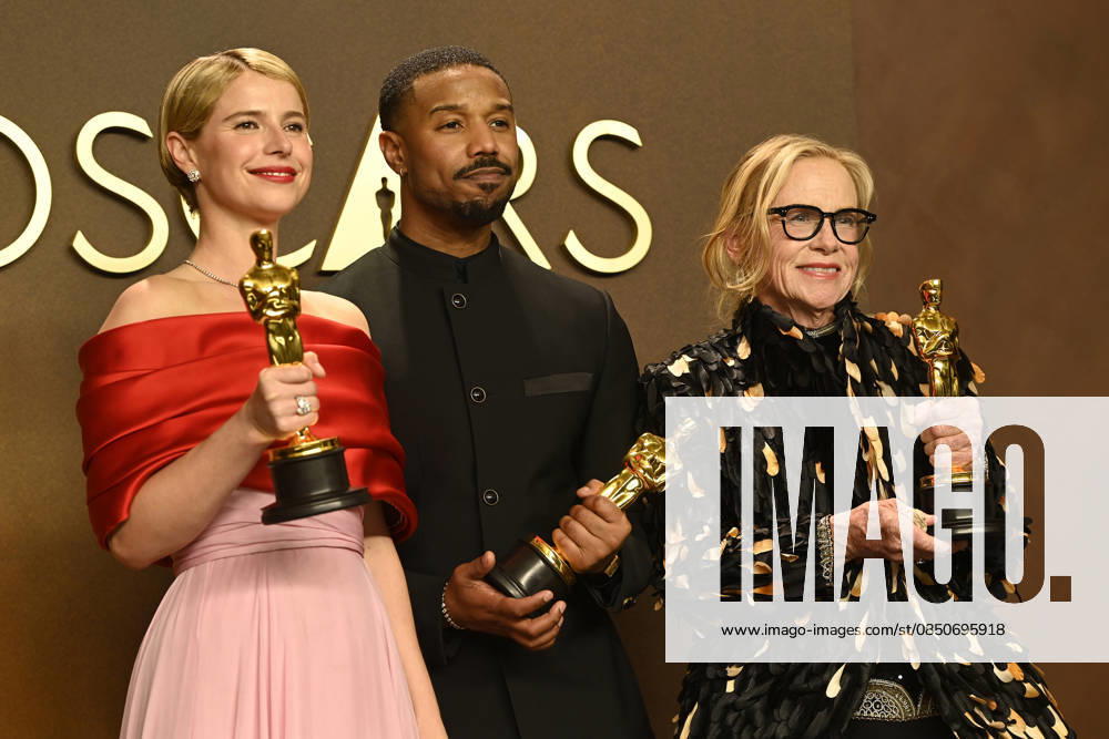 Winners in the press room of the 98th Academy Awards at Dolby Thetre in Los Angeles Featuring: Jessie Buckley, Michael B. Jordan and Amy Madigan Where: Los Angeles, California, United States When: 15 Mar 2026 Credit: Valerie Goodloe MediaPunch INSTARimages . NOT FOR USE BY NEWSPAPERS BASED IN THE UK.