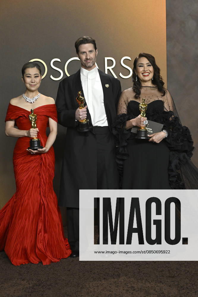 Winners in the press room of the 98th Academy Awards at Dolby Thetre in Los Angeles Featuring: Maggie Kang, Chris Appelhans, Michelle L.M. Wong Where: Los Angeles, California, United States When: 15 Mar 2026 Credit: Valerie Goodloe MediaPunch INSTARimages . NOT FOR USE BY NEWSPAPERS BASED IN THE UK.