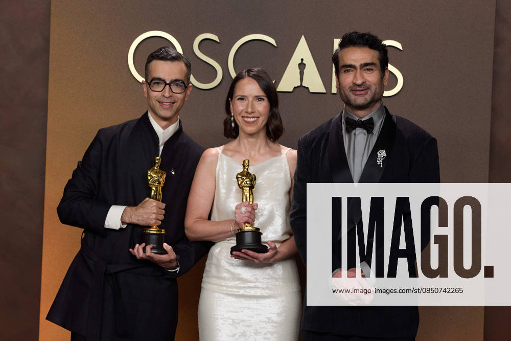 Alexandre Singh, Natalie Musteata and Kumail Nanjiani pose backstage during the live 98th OscarsÂ® at the Dolby Theatre at Ovation Hollywood in Los Angeles, CA, on Sunday, March 15, 2026. Los Angeles CA USA 350081377PLX