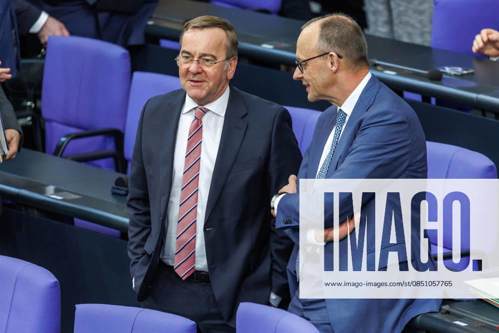 Bundestag Boris Pistorius SPD , Federal Minister of Defense and Federal Chancellor Friedrich Merz CDU , in the German Bundestag on 18 03 26 in Berlin Berlin Berlin Germany Bundestag