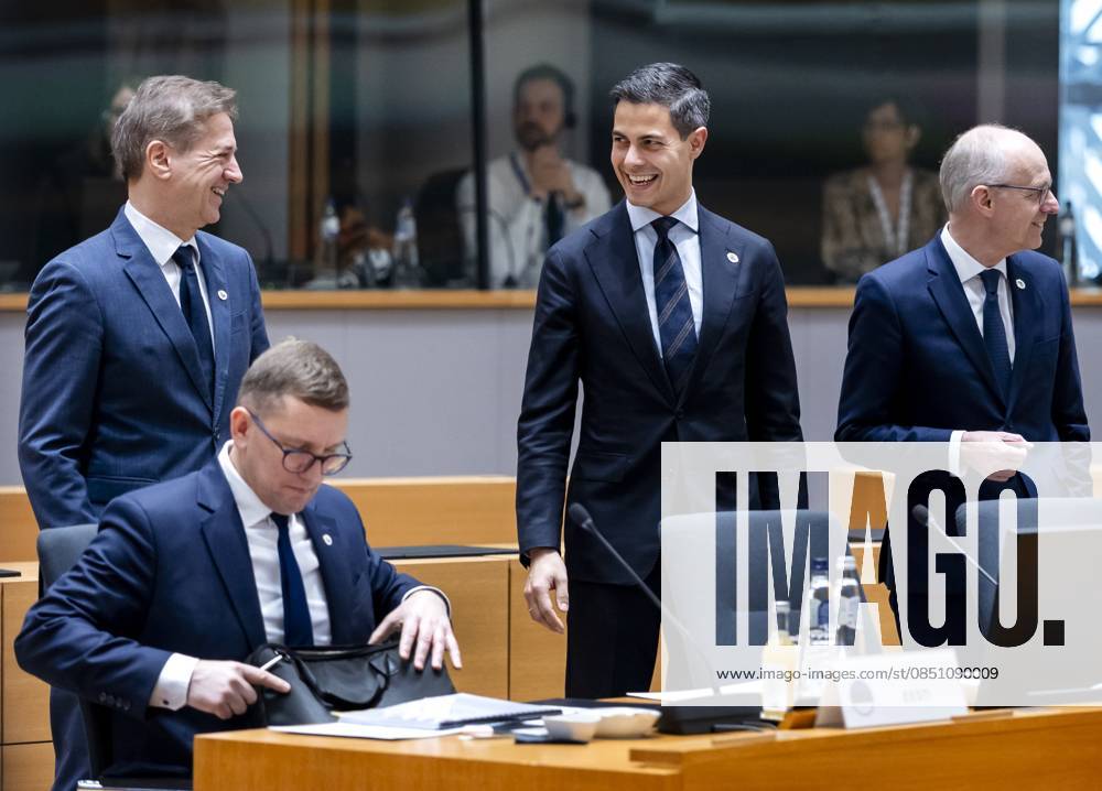 BRUSSELS - Prime Minister Rob Jetten during the European summit. The leaders of the EU countries are meeting in Brussels. They are discussing the situation in the Middle East and the joint response of the EU, including policy on energy prices. REMKO DE WAAL ANP netherlands out - belgium out