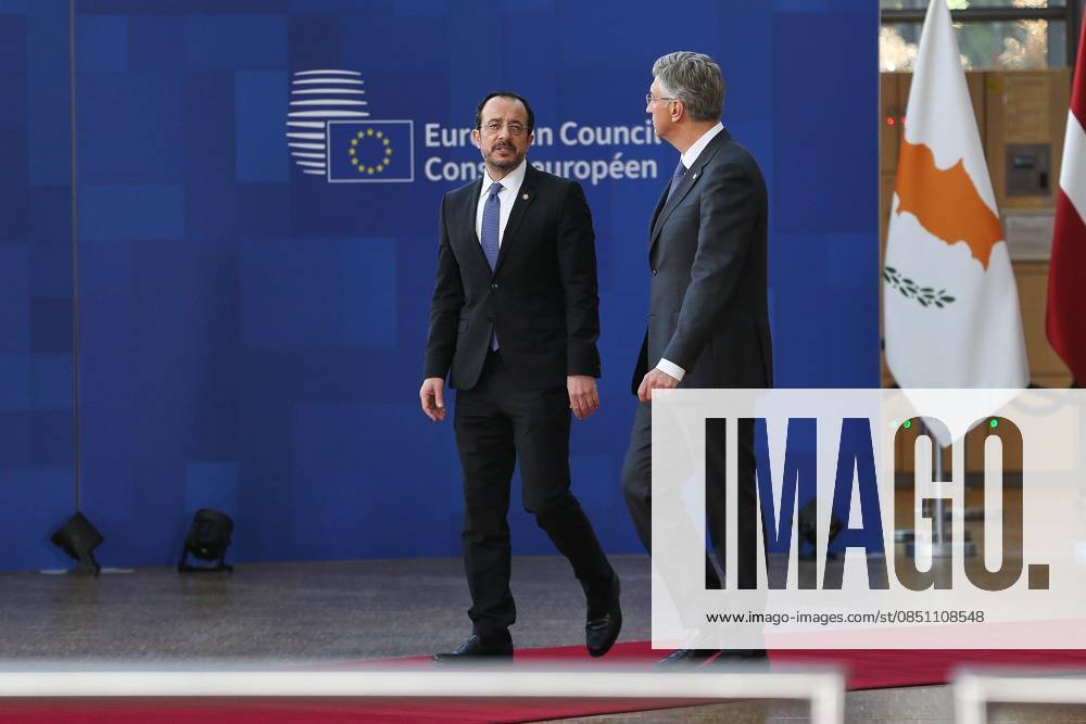 Europe Building EU Summit President of Cyprus Nikos Christodoulidis and Prime Minister of Croatia Andrej Plenkovic