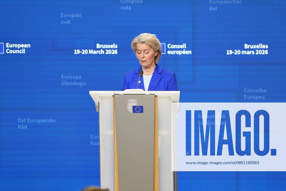 Europe Building EU Summit Ursula von der Leyen at the press conference after the end of the summit