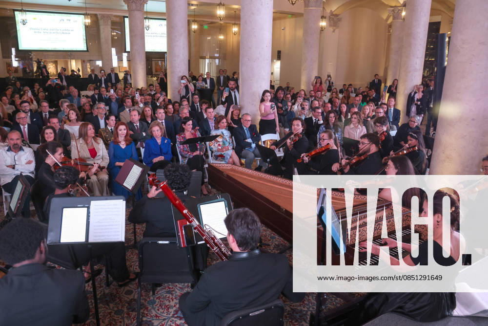 Queen Sofia of Spain listens to a musical performance by the Florida International University (FIU) orchestra and the Nicole Wertheim School of Music during the event Florida, Cuba and the Caribbean in the American Revolution at the Freedom Tower in Miami, Florida, USA, 20 March 2026. Queen Sofia of Spain inaugurated America&Spain250 in Miami, an academic initiative commemorating the 250th anniversary of the founding of the United States and highlighting Spain s contributions to the American Revolution and the shared history between the two countries, as part of her three-day visit to Florida. Queen Sofia inaugurates America&Spain250 in Miami to celebrate the 250th anniversary of the USA !ACHTUNG: NUR REDAKTIONELLE NUTZUNG!