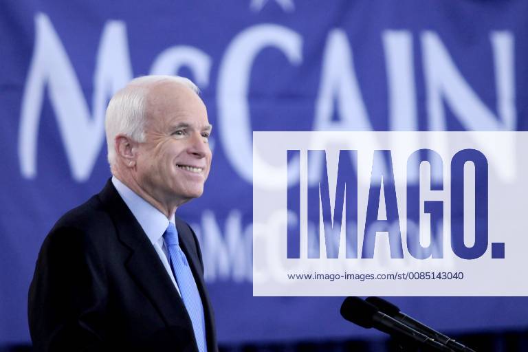 In this April 15, 2008 file photo, Republican presidential candidate Sen. John McCain smiles as he pauses during his address to students and supporters in the Wiegand Gymnasium on the campus of Carnegie Mellon University in Pittsburgh, Pennsylvania. Senator McCain died August 28, 2018 at the age of 81. WAX20180825217 ARCHIExCARPENTER