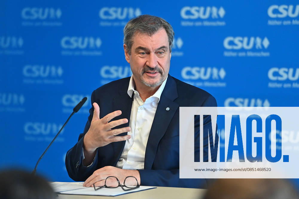 Markus SOEDER Ministerpraesident Bavaria and CSU Chairman, gesture, single image, cropped single motif, portrait, portrait, portrait press conference following the board meeting of the CSU presidium at the CSU state leadership in Munich on 23 03 2026