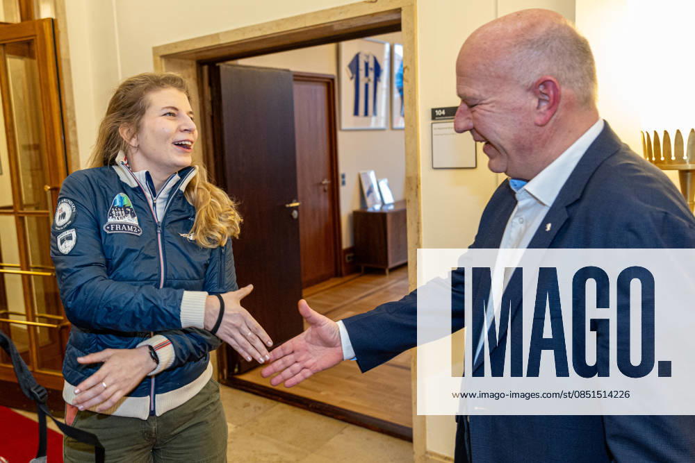 Kai Wegner, Rabea Rogge welcoming the first German woman in space, on 23 03 2026 in Berlin, Rotes Rathaus , Germany