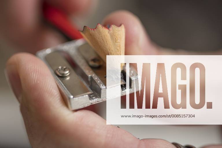 Detail of sharpening a pencil model released Symbolfoto property released ZEF15863
