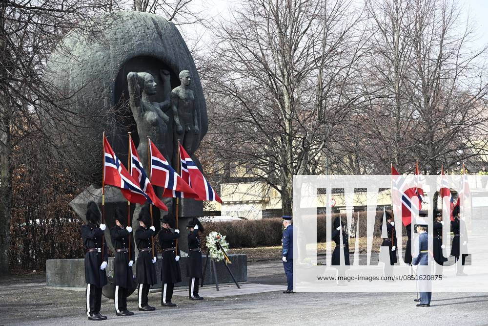 State Visit of King Philippe and Queen Mathilde to Norway (Day 1) OSLO, NORWAY - MARCH 24 : State Visit of King Philippe and Queen Mathilde to Norway (Day 1) : Wreath-laying ceremony at the National Monument for victims of war 1940-45 with Prince Haakon of Norway on March 24, 2026 in Oslo, Norway, 24 03 2026 Oslo Norway