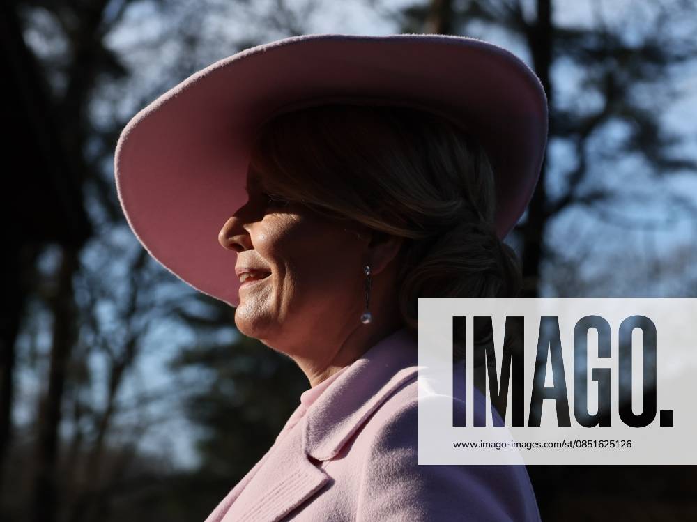Queen Mathilde of Belgium visits the traditional Gol Stave Church at the Norsk Folkemuseum in Oslo, on the first day of the official state visit of the Belgian royal couple to Norway, on Tuesday 24 March 2026. Belgian monarchs are on an official state visit to Norway from 24 to 26 March 2026. BENOITxDOPPAGNE 168773153