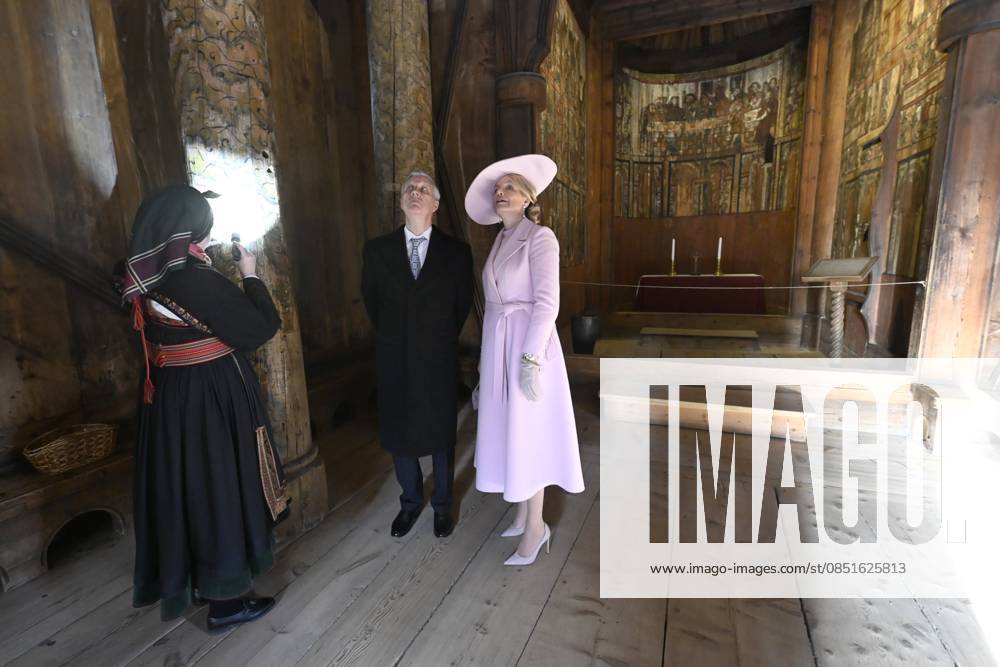 State Visit of King Philippe and Queen Mathilde to Norway (Day 1) OSLO, NORWAY - MARCH 24 : State Visit of King Philippe and Queen Mathilde to Norway (Day 1) : Visit at traditional Gol Stave Church on March 24, 2026 in Oslo, Norway, 24 03 2026 Oslo Norway