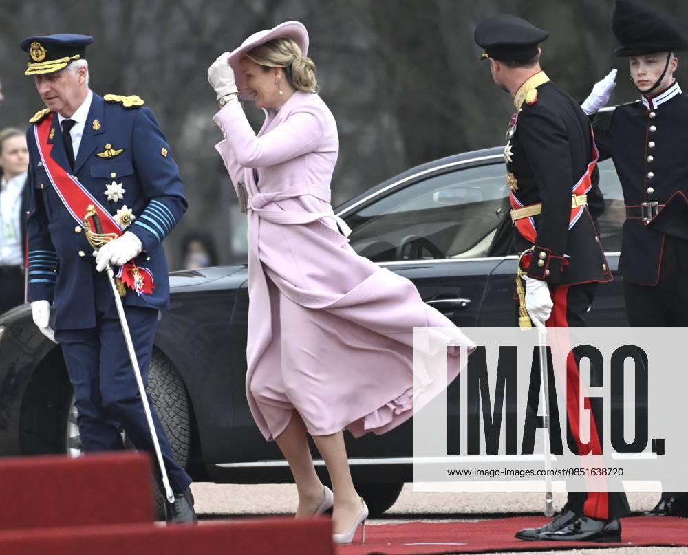 State Visit of King Philippe and Queen Mathilde to Norway (Day 1) OSLO, NORWAY - MARCH 24 : State Visit of King Philippe and Queen Mathilde to Norway (Day 1) : Official welcoming ceremony at the Royal Palace : 1) Outside: arrival of Queen Mathilde on March 24, 2026 in Oslo, Norway, 24 03 2026 Oslo Norway