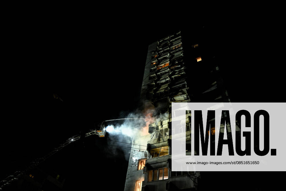 Rescuers extinguish a fire in an apartment of a multi-story residential building hit by a Russian drone, Zaporizhzhia, Ukraine, on March 24, 2026. Overnight, Russian forces attacked the city with strike drones and ballistic missiles. One person was killed and nine others were injured (Photo by Dmytro Smolienko Ukrinform) Russian army launches combined strike on Zaporizhzhia