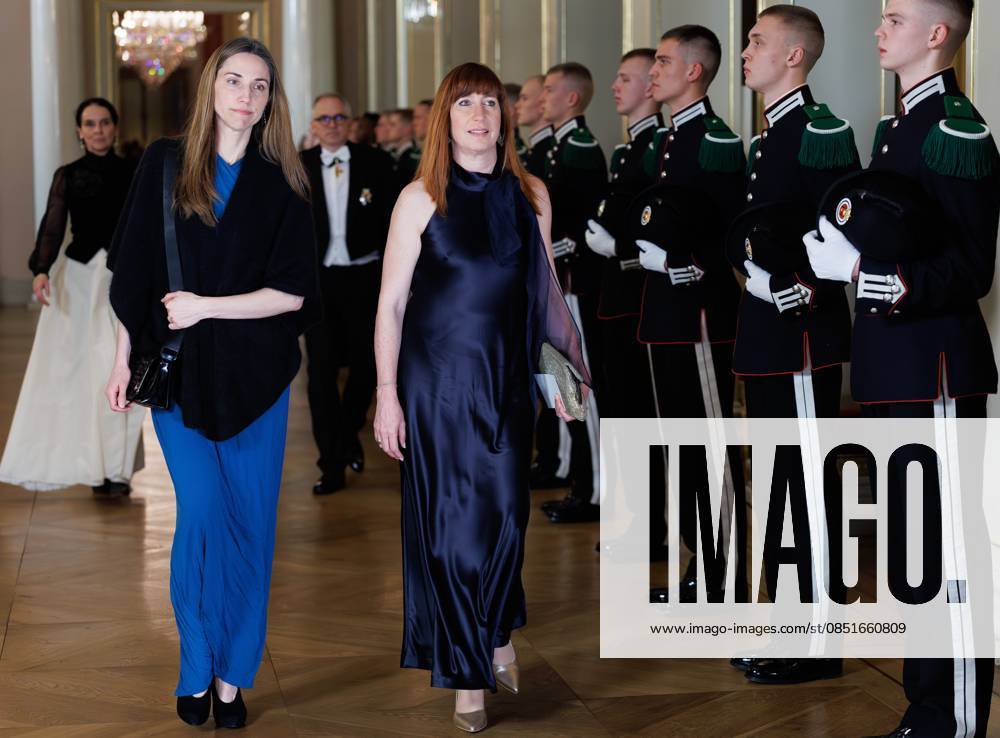 Hub Brussels CEO Isabelle Grippa, Flemish Minister-President Matthias Diependaele and CEO AWEX CEO Pascale Delcomminette pictured ahead of the State Banquet hosted by Norwegian royal family in the Royal Palace in Oslo, on the first day of the official state visit of the Belgian royal couple to Norway, on Tuesday 24 March 2026. Belgian monarchs are on an official state visit to Norway from 24 to 26 March 2026. BENOITxDOPPAGNE 168803154