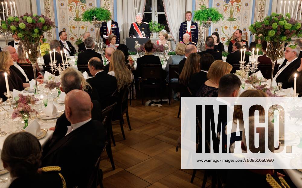 Queen Sonja of Norway, King Philippe - Filip of Belgium, Queen Mathilde of Belgium and King Harald V of Norway pictured at the State Banquet hosted by Norwegian royal family in the Royal Palace in Oslo, on the first day of the official state visit of the Belgian royal couple to Norway, on Tuesday 24 March 2026. Belgian monarchs are on an official state visit to Norway from 24 to 26 March 2026. BENOITxDOPPAGNE 168803170