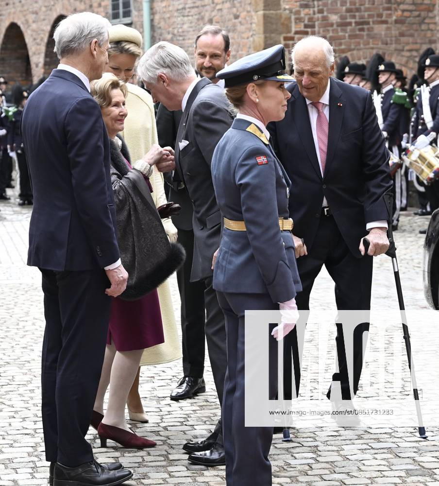 State Visit of King Philippe and Queen Mathilde to Norway (Day 2) OSLO, NORWAY - MARCH 25 : State Visit of King Philippe and Queen Mathilde to Norway (Day 2) : - King Harald, Queen Sonja, Prince Haakon, Princess Mette-Marit, King Philippe and Queen Mathilde pictured during the Luncheon hosted by the Government of Norway on March 25, 2026 in Oslo, Norway, 25 03 2026 Oslo Norway