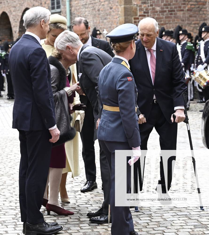 State Visit of King Philippe and Queen Mathilde to Norway (Day 2) OSLO, NORWAY - MARCH 25 : State Visit of King Philippe and Queen Mathilde to Norway (Day 2) : - King Harald, Queen Sonja, Prince Haakon, Princess Mette-Marit, King Philippe and Queen Mathilde pictured during the Luncheon hosted by the Government of Norway on March 25, 2026 in Oslo, Norway, 25 03 2026 Oslo Norway