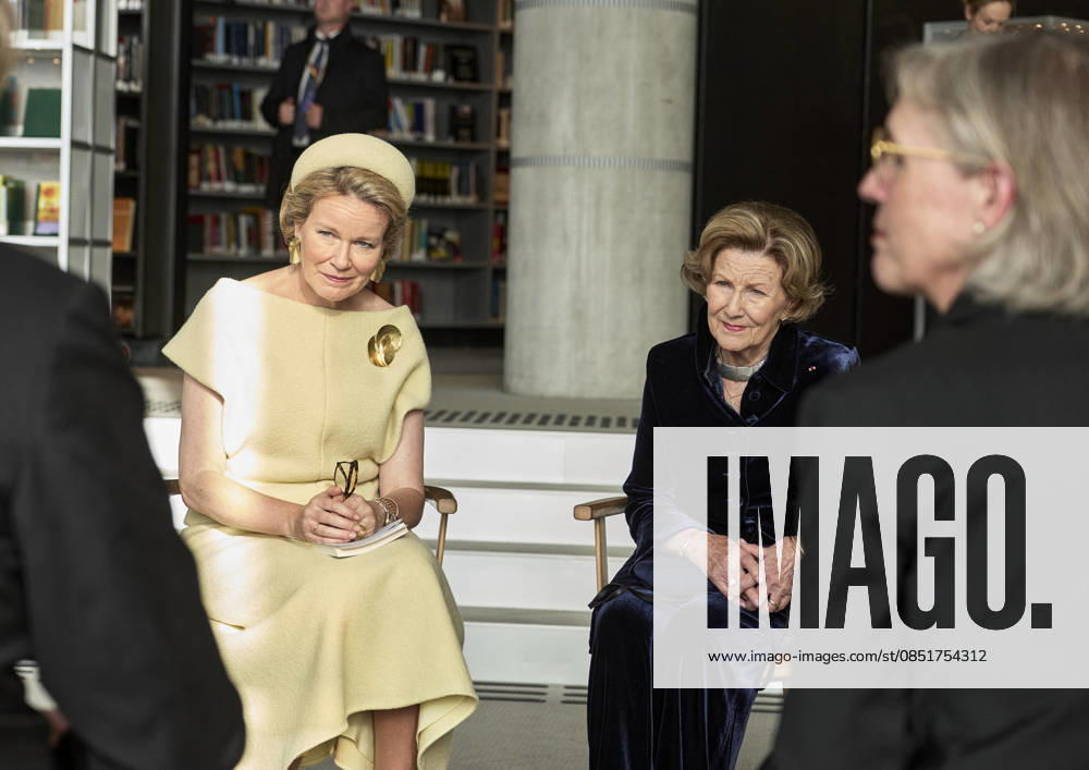 Belgian Royal Couple Visits Norway - Day 2 Queen Mathilde and King Philippe of Belgium visited An interactive seminar in the Oslo library, on enhancing children’s reading skills and Queen Sonja and Prince Haakon in Olso, Norway on March 25, 2026, during the second day of the official visit in Norway. Photo by Olivier Polet ABACAPRESS.COM Oslo Norway