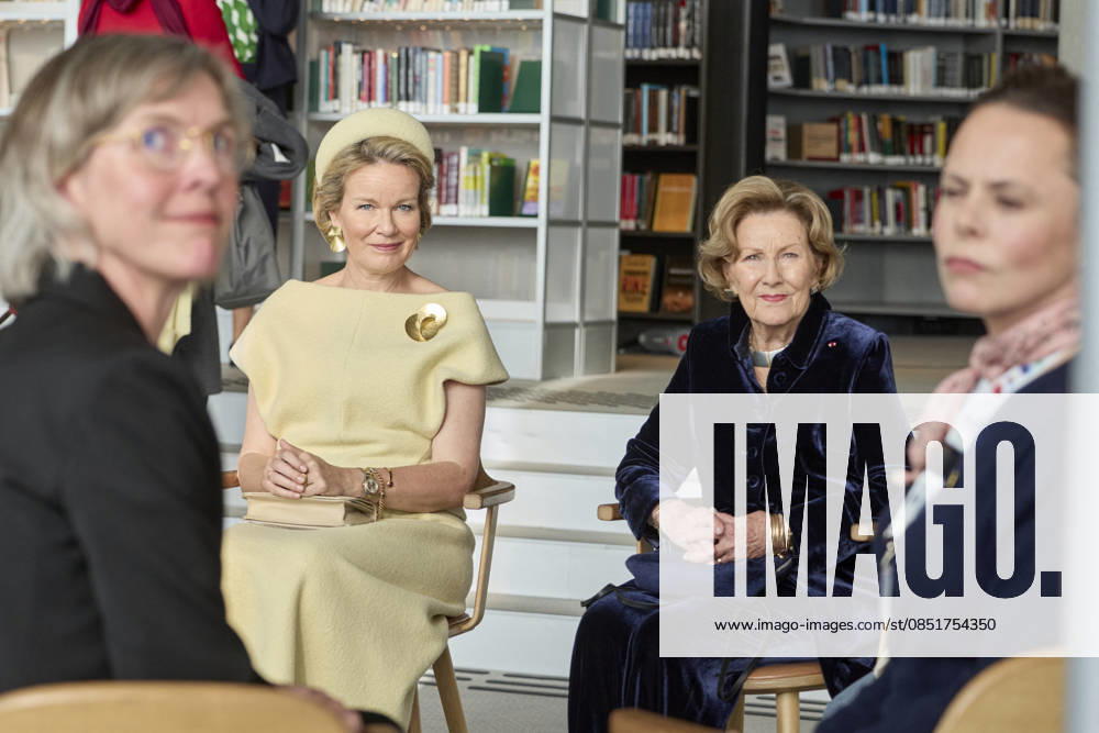 Belgian Royal Couple Visits Norway - Day 2 Queen Mathilde and King Philippe of Belgium visited An interactive seminar in the Oslo library, on enhancing children’s reading skills and Queen Sonja and Prince Haakon in Olso, Norway on March 25, 2026, during the second day of the official visit in Norway. Photo by Olivier Polet ABACAPRESS.COM Oslo Norway