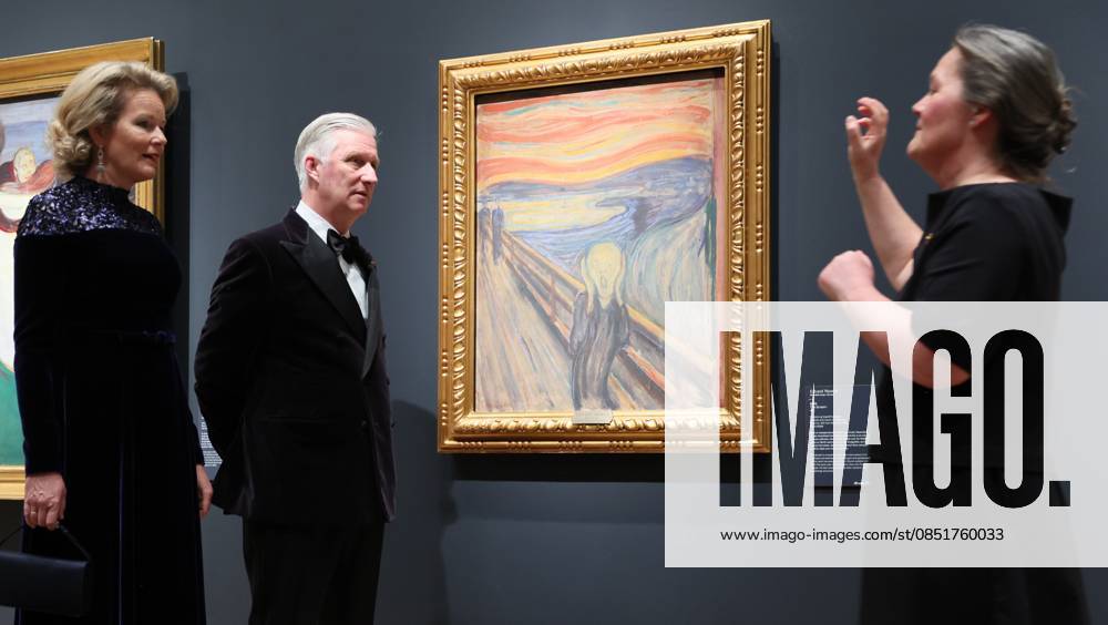 Queen Mathilde of Belgium and King Philippe - Filip of Belgium pictured during a guided visit to the Munch room of the National Museum in Oslo, on day two of the official state visit of the Belgian royal couple to Norway, on Wednesday 25 March 2026. Belgian monarchs are on an official state visit to Norway from 24 to 26 March 2026. BENOITxDOPPAGNE 168889132