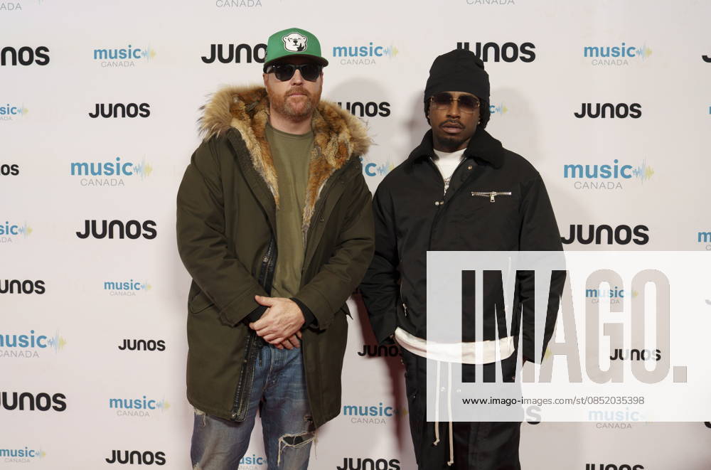 Hamilton, On, CAN: Northsidebenji, right, nominated for Rap Album EP of the Year, on the red carpet at the 2026 Juno Awards Gala in Hamilton, Saturday, March 28, 2026. Hamilton CAN - ZUMAc35_ 20260328_zaf_c35_134