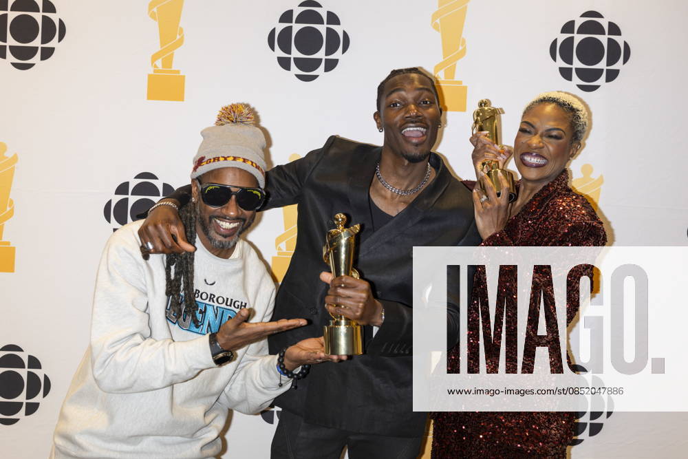 Saukrates, left to right, TOBi and Jully Black pose for photos after winning Rap Single of the Year during the 2026 Juno Awards Gala in Hamilton, Saturday, March 28, 2026. Hamilton Canada - ZUMAc35_ 20260328_zaf_c35_220