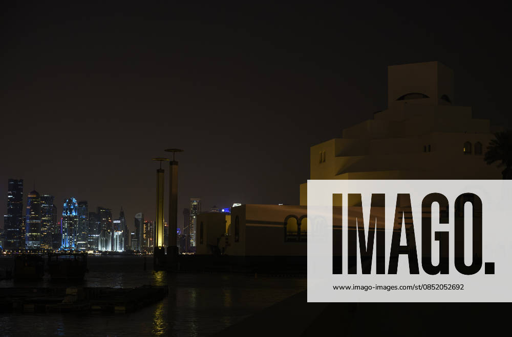 Earth Hour in Doha, Qatar - 28 Mar 2026 The Museum of Islamic Art in Doha with lights switched off during Earth Hour.The environmental protection organization World Wide Fund For Nature (WWF) wants to set an example for climate and environmental protection with Earth Hour . All around the world, the lights go out for one hour - starting at 8.30 pm local time. Numerous cities around the world take part in the campaign Doha Qatar