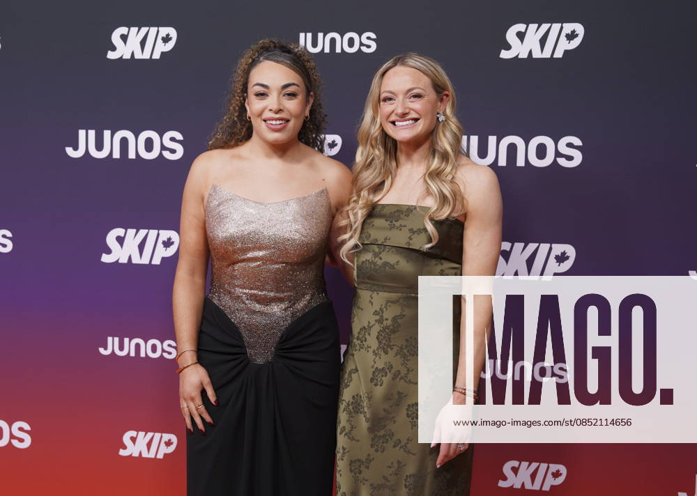 Canadian hockey players, Sarah Nurse and Renata Fast arrive at the 2026 Juno Awards in Hamilton, on Sunday March 29, 2026. Hamilton CANADA - ZUMAc35_ 20260329_zaf_c35_174