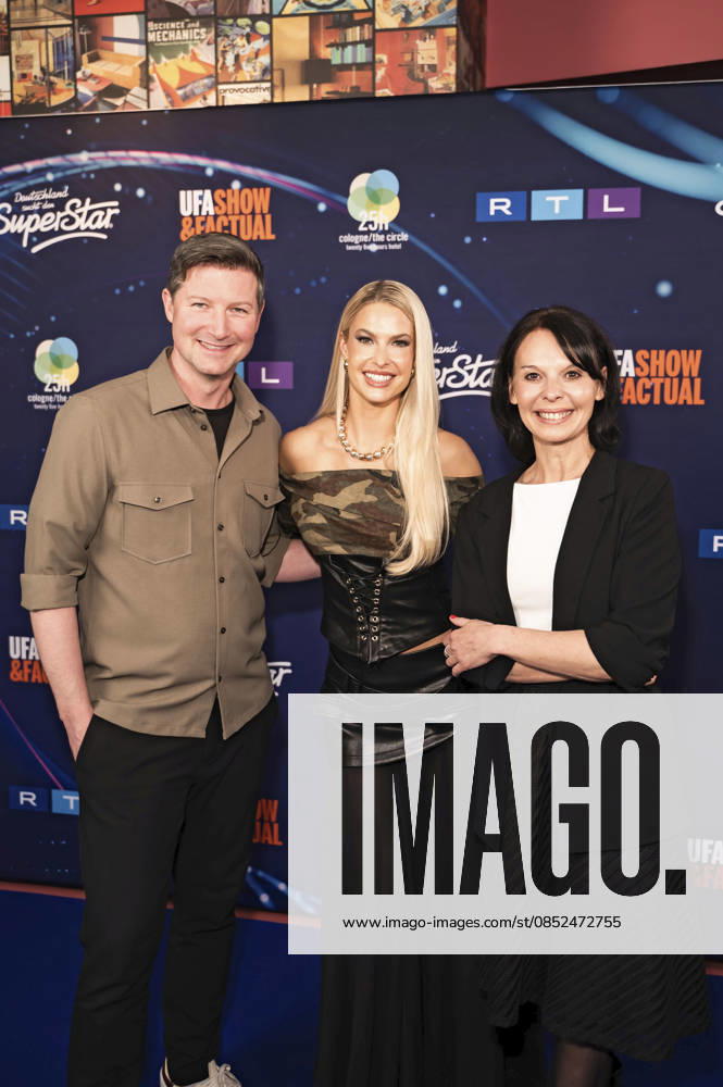 Sascha Rustmeier, Isi Glück and Vanessa Schmit at the preview of the 22nd season of the casting show DSDS 2026 at the 25 hours Hotel Cologne, 01 04 2026 Foto:xT.xFuturexImagex dsds_6406