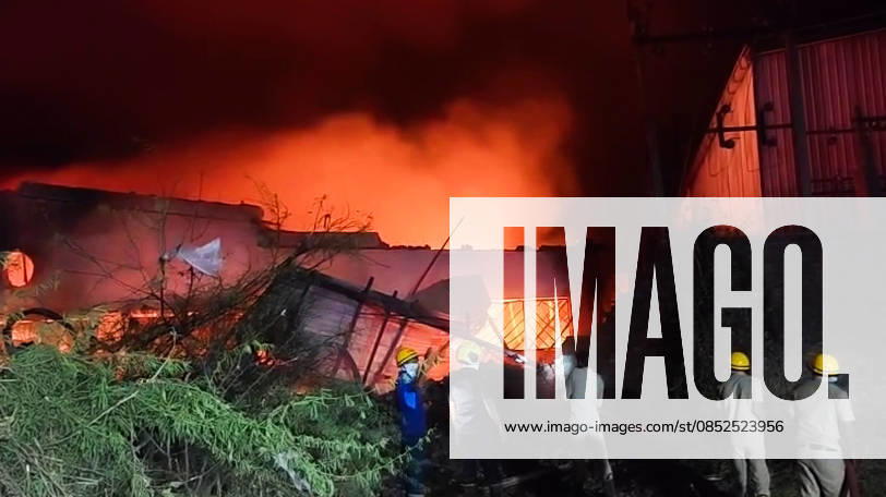 Firefighting operations underway after a fire breaks out at a thread manufacturing factory near Kim Char Rasta Surat, Apr 02 (ANI): Firefighting operations underway after a fire breaks out at a thread manufacturing factory near Kim Char Rasta, in Surat on Wednesday. (ANI Video Grab) Surat Gujarat India