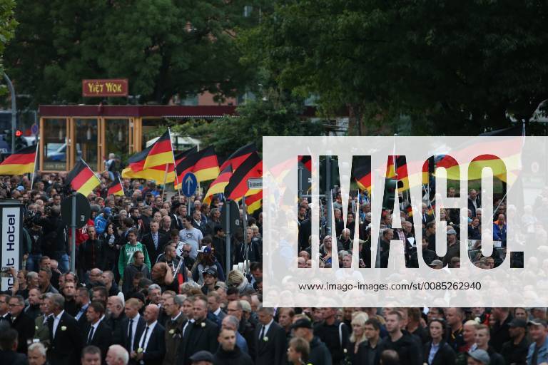 (180902) -- CHEMNITZ, Sept. 2, 2018 -- Far-right protesters attend demonstration in Chemnitz, eastern Germany, on Sept. 1, 2018. Around 8,000 people took to the streets in German city Chemnitz on Saturday, including both supporters of the right-wing party the AfD and xenophobic initiatives, and people who protest against xenophobia, the German Press Agency (DPA) reported. ) (yy) GERMANY-CHEMNITZ-PROTESTS KevinxVoigt