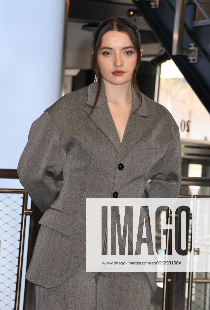 NEW YORK, NY- APRIL 7: Lucy Halliday pictured as the cast of Hulus The Testaments to Visit the Empire State Building Ahead of April 8 Premiere on April 7, 2026 in New York City.
