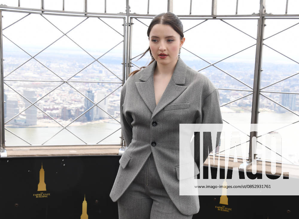 NEW YORK, NY- APRIL 7: Lucy Halliday pictured as the cast of Hulus The Testaments to Visit the Empire State Building Ahead of April 8 Premiere on April 7, 2026 in New York City.
