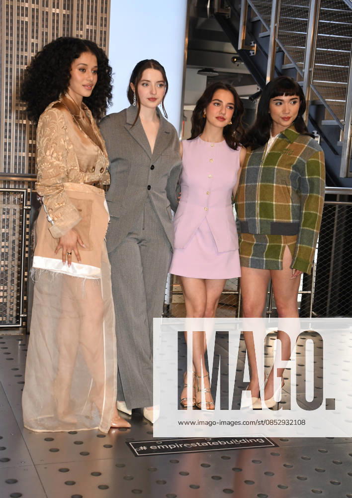 NEW YORK, NY APRIL 7 Chase Infiniti Lucy Halliday, Mattea Conforti and Rowan Blanchard pictured as the cast of Hulus The Testaments to Visit the Empire State Building Ahead of April 8 Premiere on April 7, 2026 in New York City Credit John Fycke AdMedia 454822 2026 04 07 New York New York City