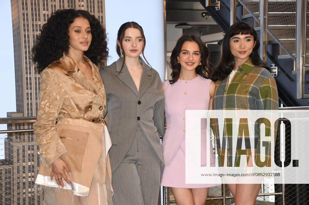 Cast of Hulus The Testaments visit the Empire State Building NEW YORK, NY- APRIL 7: Chase Infiniti. Lucy Halliday, Mattea Conforti and Rowan Blanchard pictured as the cast of Hulus The Testaments to Visit the Empire State Building Ahead of April 8 Premiere on April 7, 2026 in New York City. Credit: John Fycke AdMedia New York City New York USA