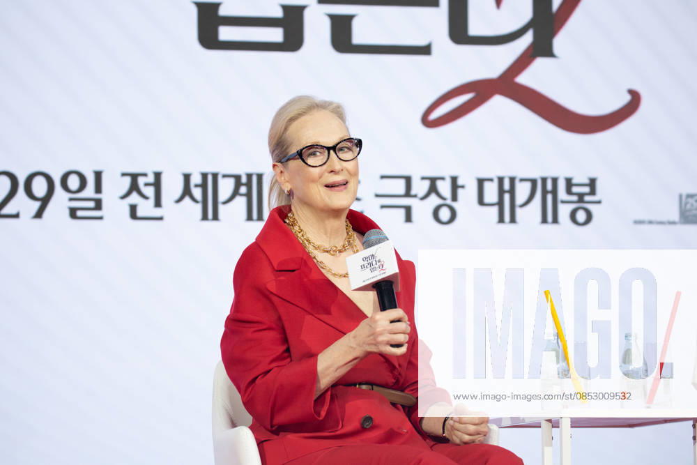 Meryl Streep, Apr 8, 2026 : Actress Meryl Streep at a press conference for the comedy drama film The Devil Wears Prada 2 in Seoul, South Korea. aflo_326274808