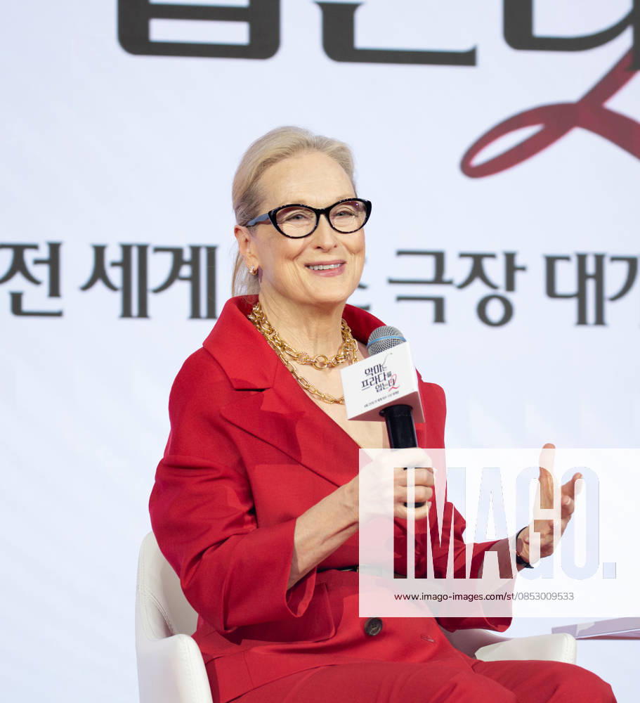 Meryl Streep, Apr 8, 2026 : Actress Meryl Streep at a press conference for the comedy drama film The Devil Wears Prada 2 in Seoul, South Korea. aflo_326274875