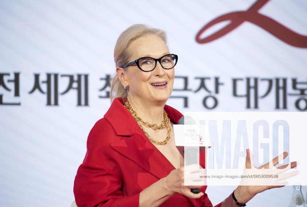 Meryl Streep, Apr 8, 2026 : Actress Meryl Streep at a press conference for the comedy drama film The Devil Wears Prada 2 in Seoul, South Korea. aflo_326275219