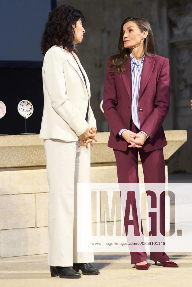 Lleida Queen Letizia and Ana Maria Redondo during a meeting with the Association of women entrepreneurs of Lleida (Association De Dones Empresaries De Lleida) and the presentation of the 16th Ap!lleida awards in Lleida. No Spain Â